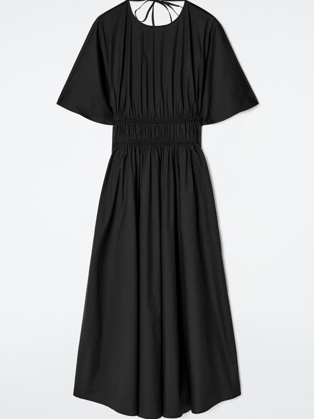 Cos Black Smocked Waist Midi Dress Eu 36